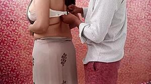 Step Aunt Grabs Stepson's Huge Cock Fixing Bra