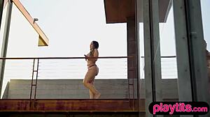 does curvy latina milf's fat ass jiggle right by pool?