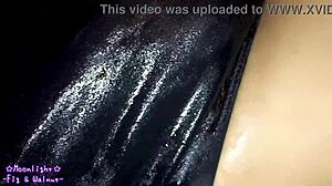 slippery navy swimsuit lotion play with crossdresser