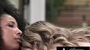 Girlsway lovely milf cory chase licks fingers kisses clit teaches teen olivia jay lesbian muff diving