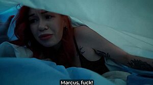 Fucked stepmom stuck in duvet creamed her face