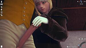 Blonde in lingerie whips then fucks hard in honey select game