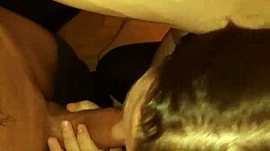 Euro mommy blows young stud's huge cock and boobs