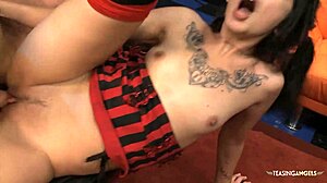 Ever seen a tattooed babe suck and fuck a long dick like this?