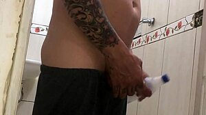 halloween brazilian latina interracial anal creampie bathroom midnight pounding