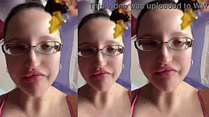 Chewing up huge food fetish treats while fucking tall glasses babe missionary