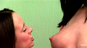 lesbian brunettes finger juicy shaved pussies and lick tight asses