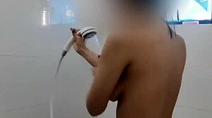 Pinay Amateur Nude Shower Tease in Bathroom Before Work