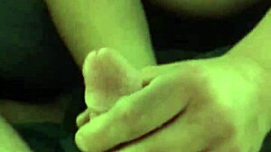 gf rubs my big hard cock while i try first prostate play milking cum pov