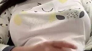 shemale clamps huge cock teasing solo squirt