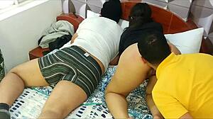 Drunk Friends Share Wild Bedroom Fuck Fest