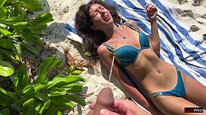 Pissing On Shocked Skinny Beach Babe Leaves Her Wet And Mouthful