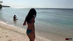 Pissing On Shocked Skinny Beach Babe Leaves Her Wet And Mouthful