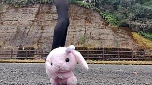 Japanese crossdresser crushes toys in fetish play