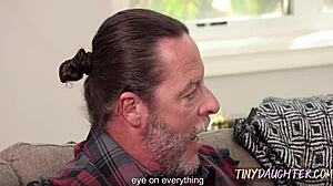 tiny 18+ daughter overwhelmed by family's rough interracial group lust