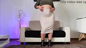 my curvy pawg milf squeezes into tight dress showing off huge ass