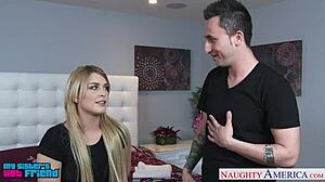 Naughty small titted blonde abby paradise deepthroats and fucks in heels