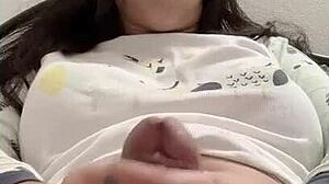 shemale clamps huge cock teasing solo squirt