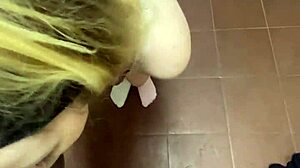 Public Bathroom Humiliation As Blonde Slave Chokes On Big Black Cock