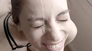 Cutie brunette teen facial cumshot homemade again