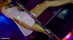 hairy pussy armpits legs babe dances sexy at nightclub in miniskirt