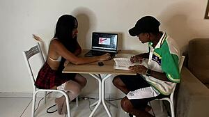 he left his girlfriend to study but friend fucked her bbc creampie cuckold