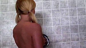 Dripping creampie from passionate quickie fuck with sexy skinny blonde orgasm