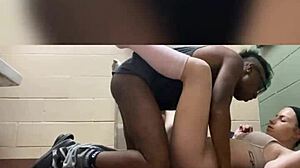 Public Bathroom Humiliation As Blonde Slave Chokes On Big Black Cock