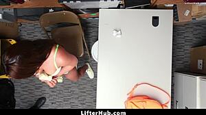 shoplifter suspect gets physical punishment in garage doggystyle