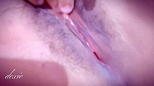 pinay fingers her wet hairy pussy close up