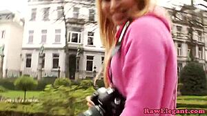 that interracial tourist rides huge cock anally after pickup. she strips and bends over too