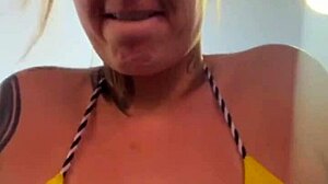 i trained in tiny thong bikini gym by beach got so wet with lust dripping down legs like ocean water