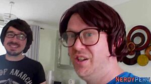 newbie amateur tricked into sucking british nerd's cock