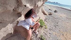 sexy wife cums loudly doggy style real orgasm beach creampie