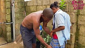 neighbor fucks petite schoolgirl outdoors almost caught!