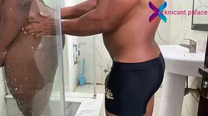 stepdad spies shower squirt then fucks wet pussy on red sheer