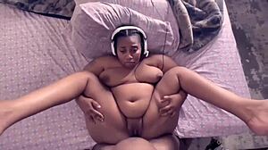 Stepbrother fucks stepsis pussy during her game