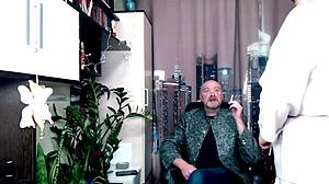 Filming Elderly Secretary's Pussy Elasticity Test With Dildo Insertion