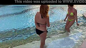 Staycation with Stepmom and Her Cougar Best Friend Pool Kissing Massage Taboo Pt 1