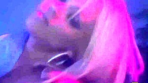 Blonde babe with huge tits fingered before big strapon fuck