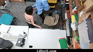 penelope reed caught stealing with boyfriend... now punished in garage office?