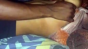 Massaging my big tits girlfriend see through bra