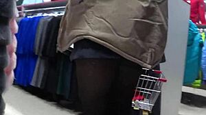 Hey, check out this hidden cam catching her perfect pantyhose legs and juicy ass in the fitting room...