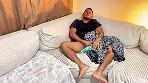 mommy and stepson grind wet on shared sofa