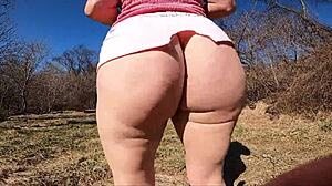 43yo big ass wife flashes pussy skirt at crowded park