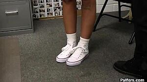 Latina Office Squirter Seduces Guard in Hidden Cam Heat