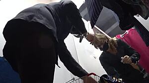 Hey, check out this hidden cam catching her perfect pantyhose legs and juicy ass in the fitting room...