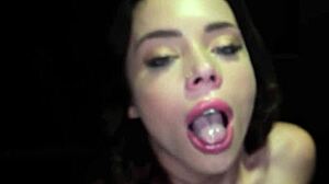 Lucia Devours Ten Massive Gloryhole Cumshots With Gusto