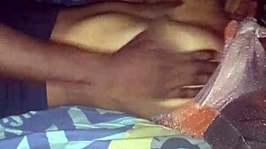 Massaging my big tits girlfriend see through bra