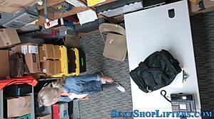 caught naughty blonde shoplifter teen gets creamy cumshot punishment